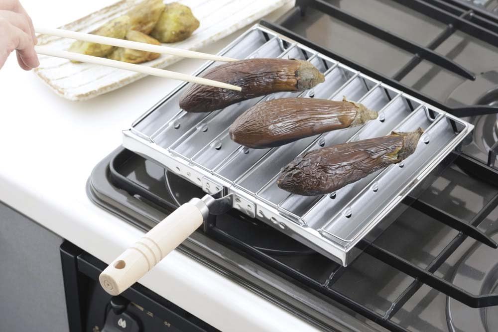 Shimomura Kihan 26694 Grilled Grill, Made in Japan, For Gas Stoves, Long Fire, Charcoal Grill, Fish, Vegetables, Mochi, Roasted Eggplant