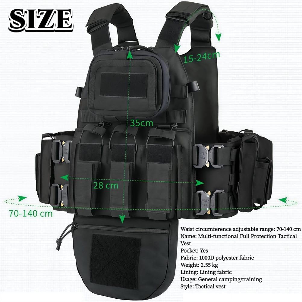 Taktische Weste Mit Schnellverschluss Und Vollem Schutz, Outdoor-Camping-Trainingsweste Mit Molle-Technologie, Mit Verstellbaren TräGern Und Mehreren Taschen