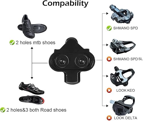 Miniatura 10 de Thinvik Pedales de bicicleta de montaña sin clip para Shimano SPD sistema Dual Platform MTB Clipless Pedales de ciclismo con SPD tacos husillo 2.126