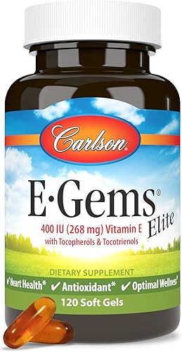 Miniatura 5 de Carlson - E-Gems Elite 400 UI 268 mg Vitamina E con tocoferoles y tocotrienoles fuente natural cápsulas de vitamina E salud del corazón y bienestar