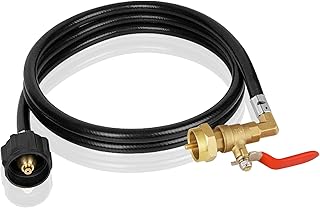 5FT Propane Refill Adapter Hose with Safety ON/Off Control Valve, 350PSI High Pressure Propane Adapter Hose Fill 1lb Bottles from 20lb Tank