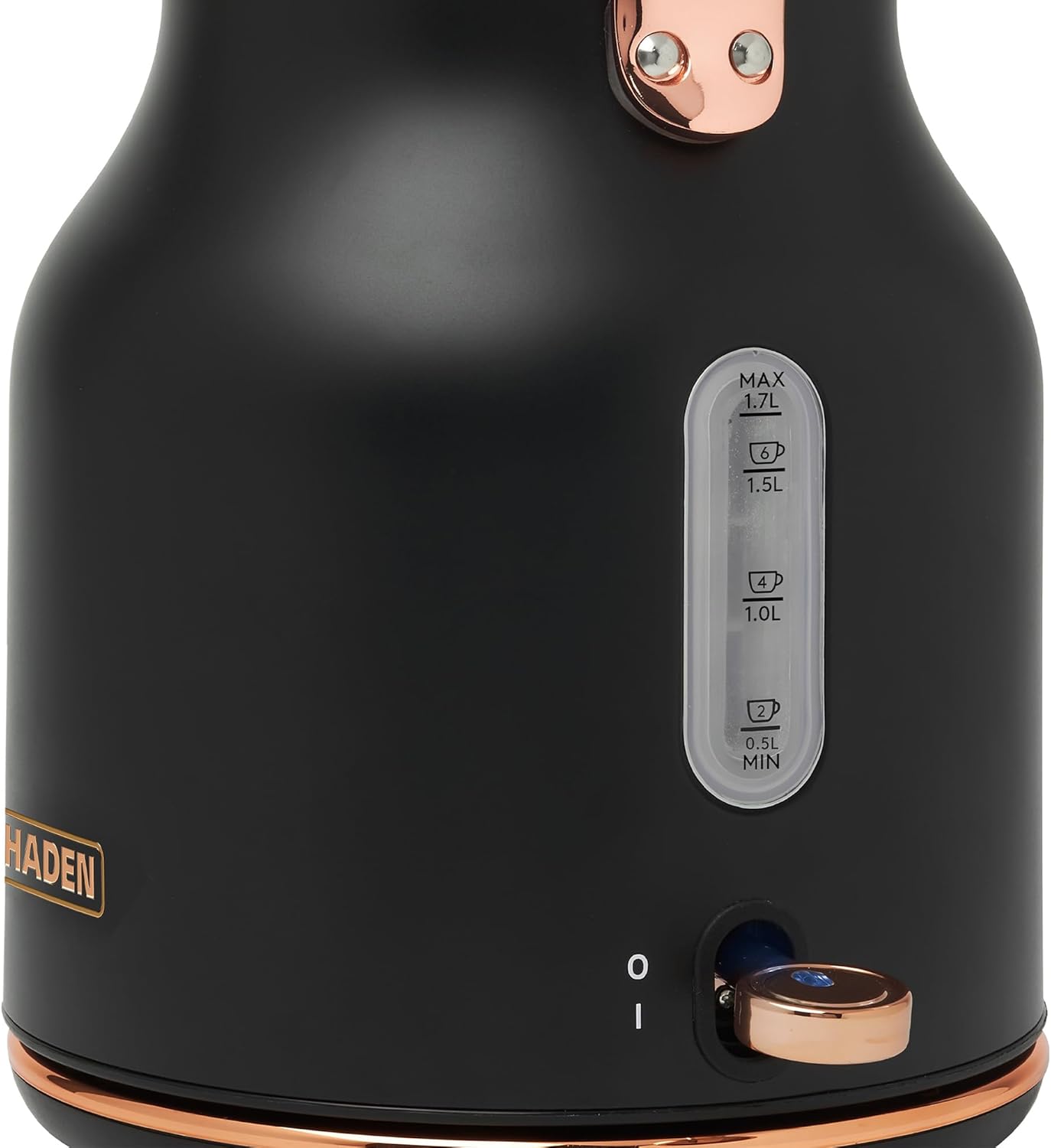 Haden Heritage 4 Slice Wide Slot Stainless Steel Toaster Bundled with 1.7 Liter Stainless Steel Electric Water Kettle, Black & Copper