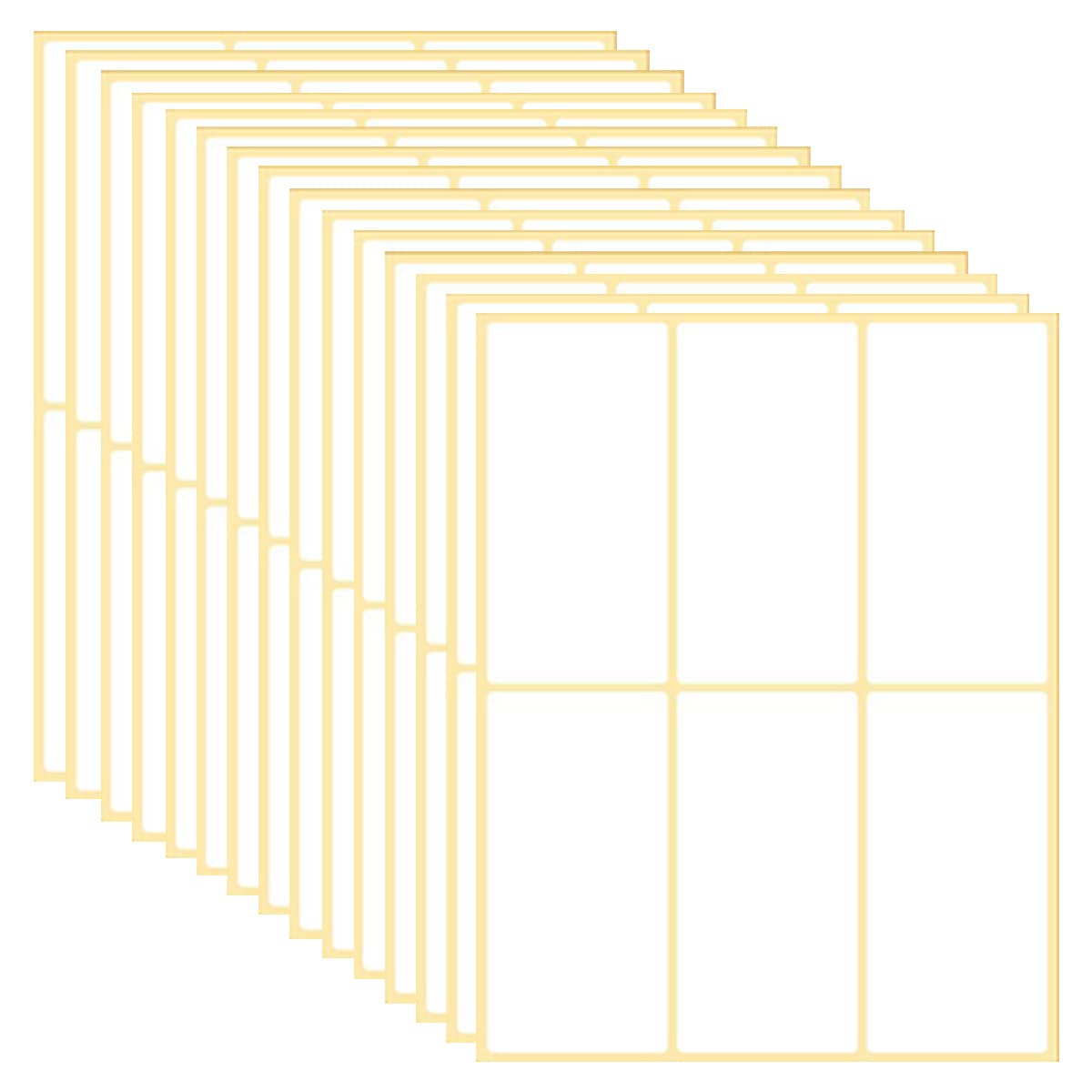 15 Sheets Rectangular Label Stickers, 90pcs 50 x 100mm White Self Adhesive Labels, Printable Distinguish Labels for Bottle Jar File Folder School Office Kitchen Use