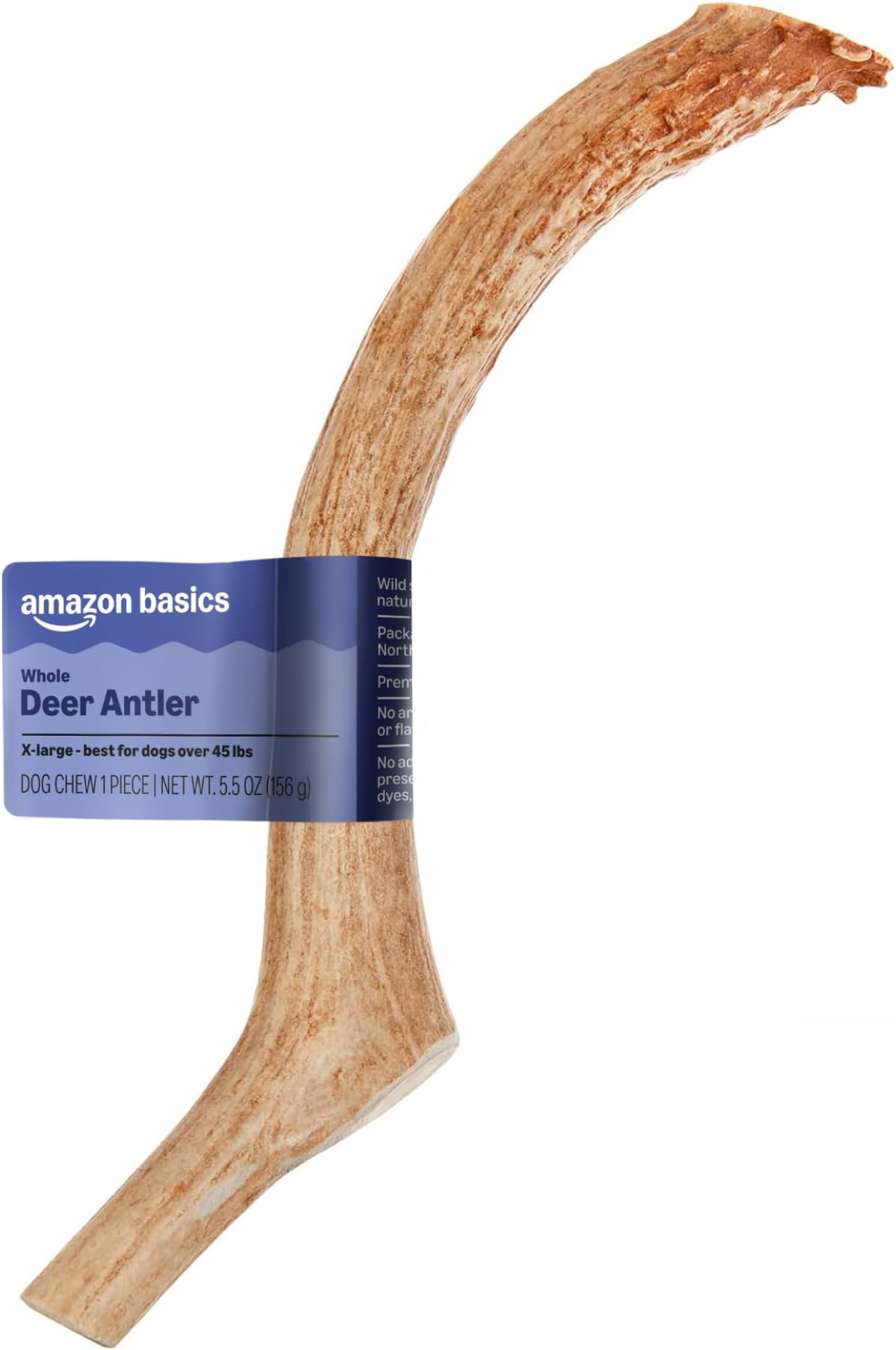 Amazon Basics Dog Deer Antler Chew, Naturally Shed, Whole, 9-10.5 inches, Long Lasting for Aggressive Chewers, X-Large, Best for Dogs Over 45 lbs (Previously Wag)