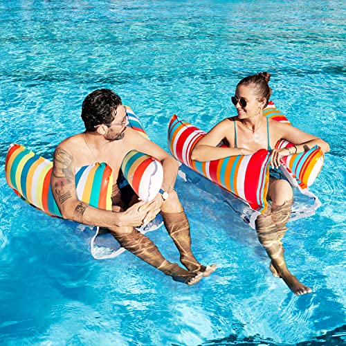 Finduwill 2 Pack Water Swimming Pool Floats Hammock, Xl, Inflatable Multi-Purpose Water Hammocks Floaties (Saddle, Lounge Chair, Hammock, Drifter), Pool Float Lounger For Adults Vacation #TOP2