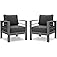 Solaste Patio Furniture Metal Armchair,2 PCS All-Weather Aluminum Garden Outdoor Contemporary Sofa Chair with Cushions, Grey
