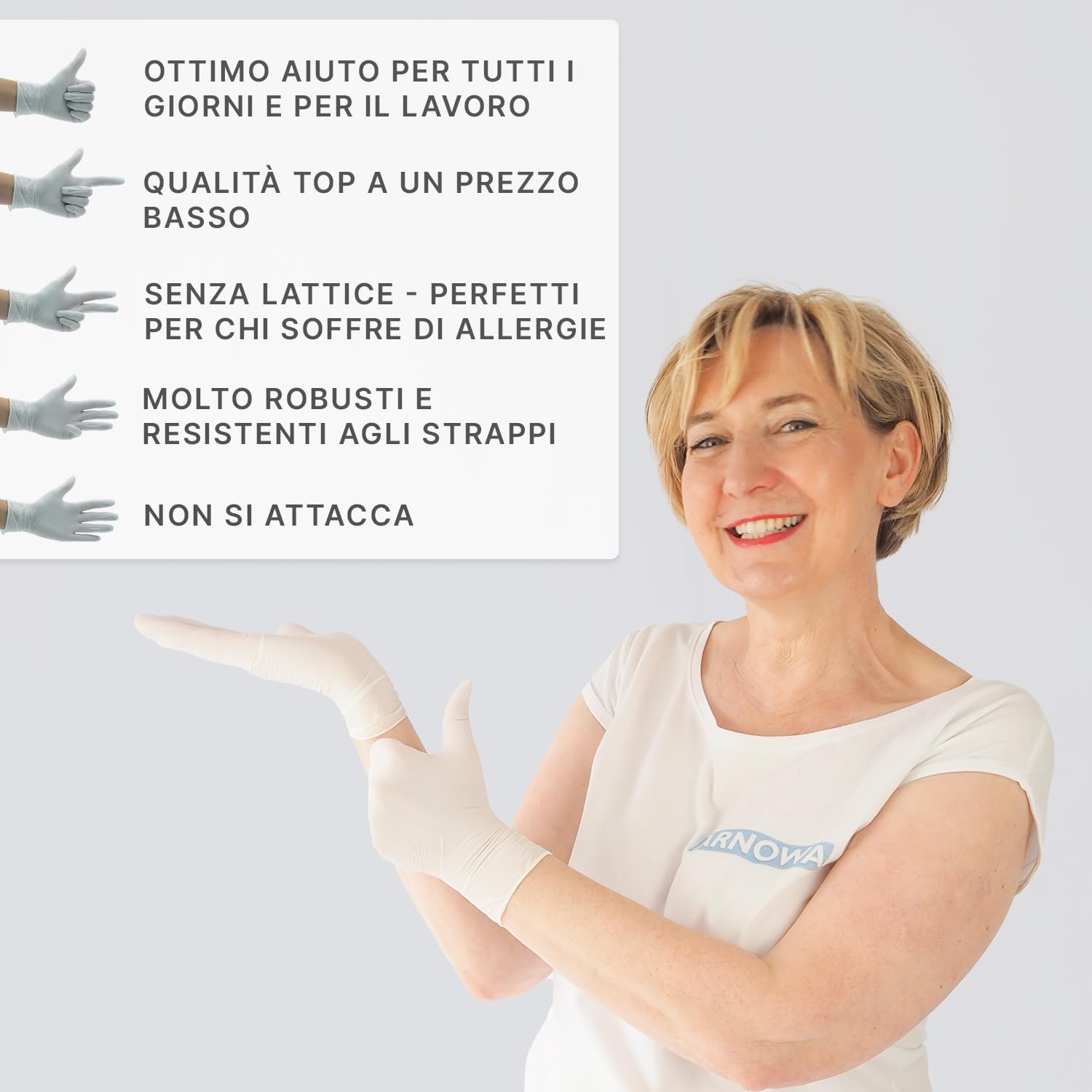 1000x ARNOMED® Guanti nitrile S Bianco, Guanti monouso senza polvere e lattice, Guanti plastica usa e getta dermanytril, Per cucina, pulizia casa, alimenti e tattoo XS, S, M, L, XL