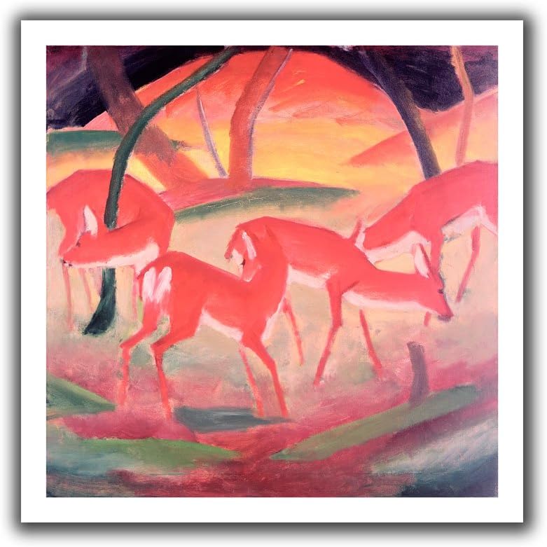 ArtWall Franz Marc 'Deer' Unwrapped Flat Canvas Artwork, 18 by 22-Inch