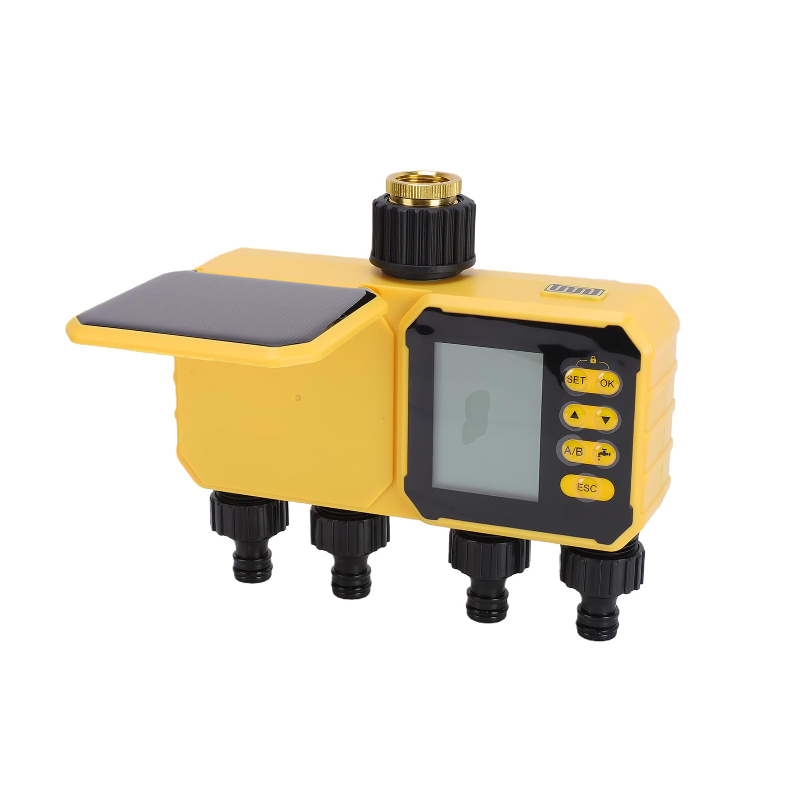 Bewinner Controller Intelligente per Irrigazione Solare, Timer per Irrigazione Automatico IPX5 con Ricarica USB, Timer per Automatico con Sensore Pioggia, Programma di Personalizzabile per Serra da
