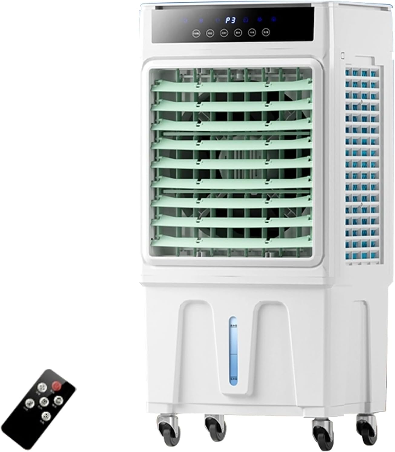 Remote Control/TouchEvaporative Air Cooler, with 25L Water Tank, Air Cooling Fan with 4 Ice Packs, Remote Control, 12H Timer, 3 Speeds, Space Up to 30㎡, for Outdoor Indoor(95x41x31cm/37.4x16x12in)