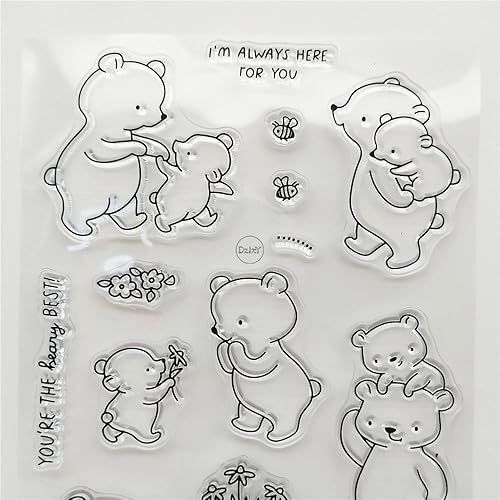 Miniatura 5 de DzIxY Flores frescas Osos sellos transparentes y troqueles de corte de metal para hacer tarjetas, kit de papel para álbumes de recortes, suministros