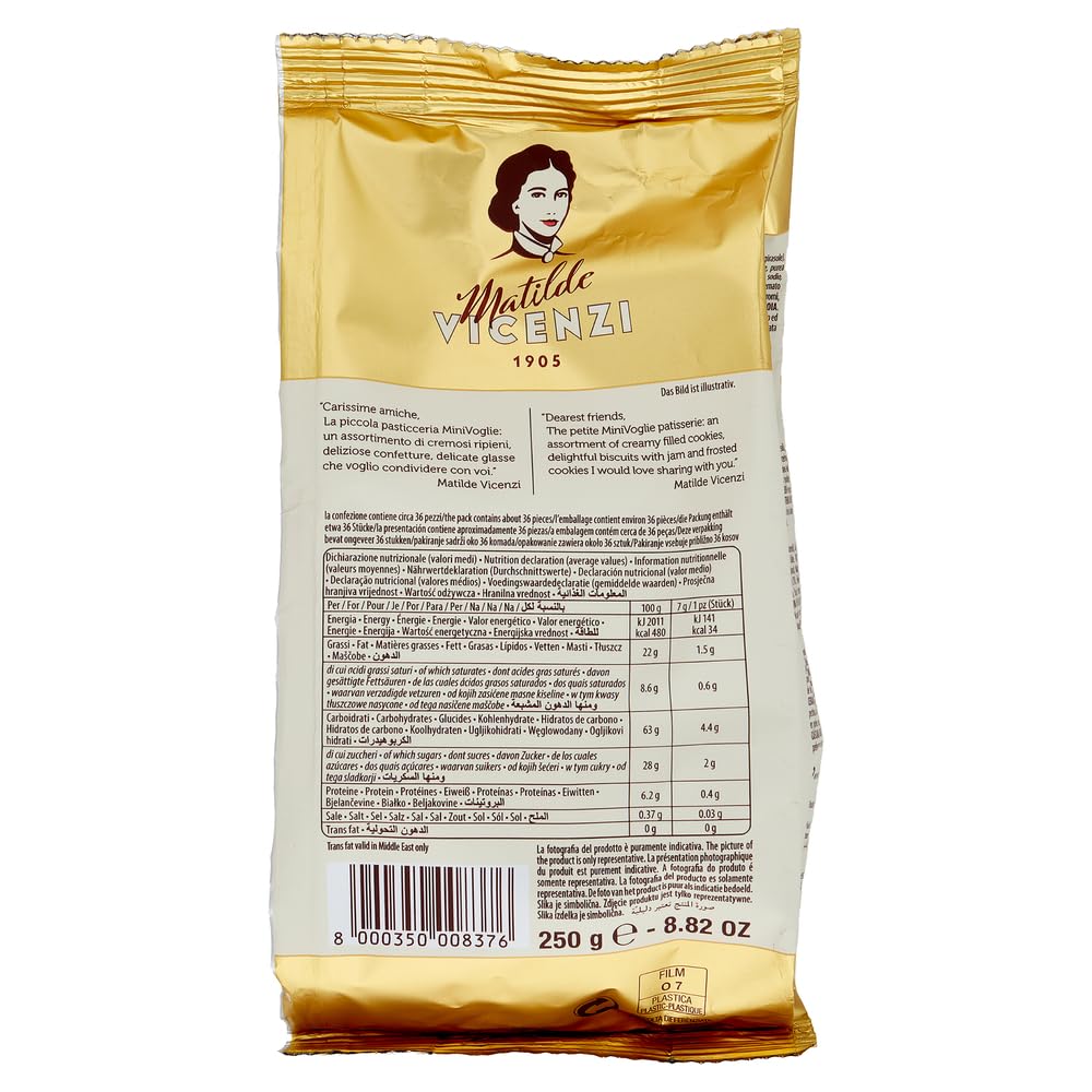 8X Matilde Vicenzi MiniVoglie, 12 Specialità di Pasticceria Assortita, Frollini Ripieni e Biscotti al Burro e Cacao, Confezione da 250g
