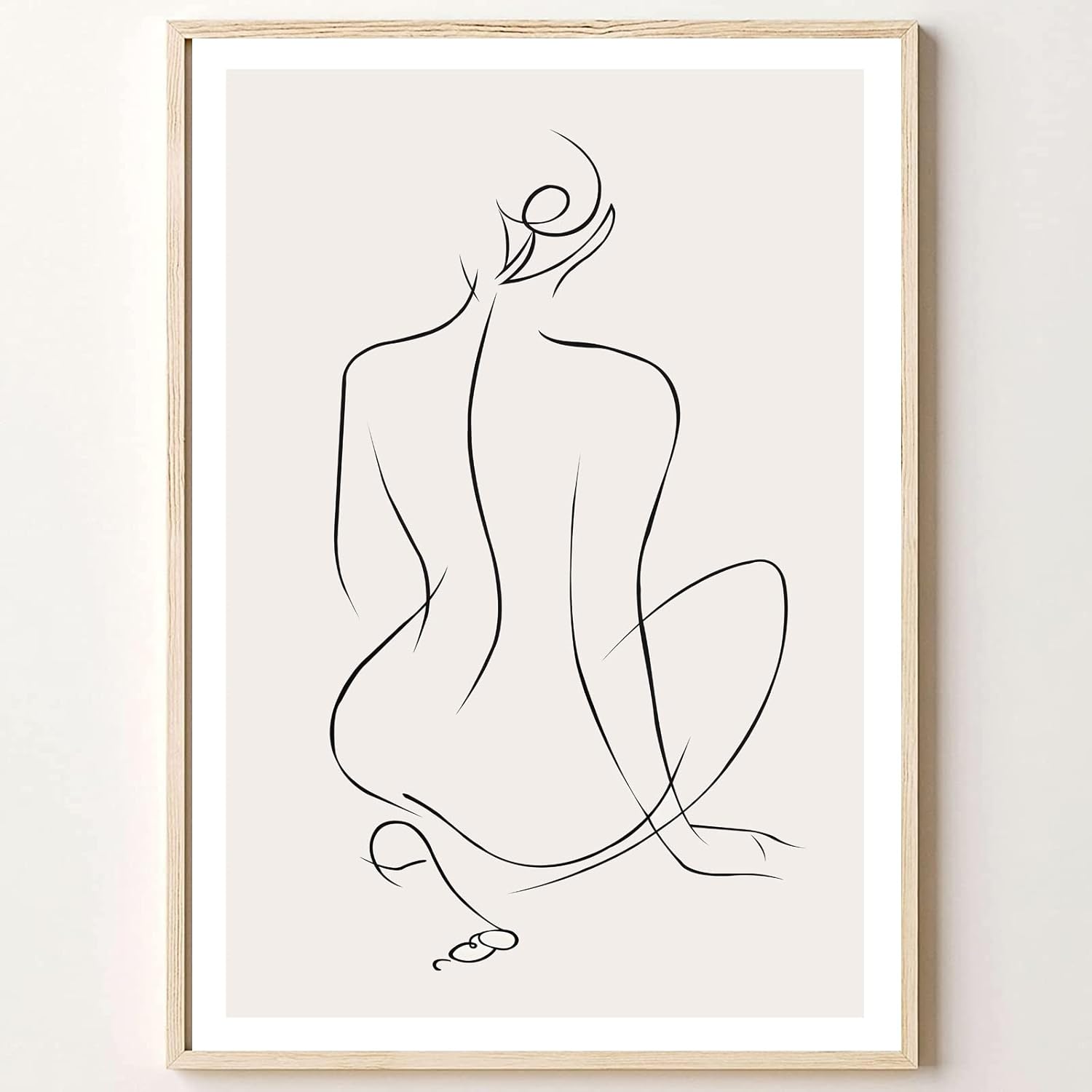 Woman Line Art Poster Minimalist Abstract Prints Black White and Beige Wall Art Women Silhouette Picture Body Outline Poster Print Female Artwork Painting for Bedroom Bathroom Decor 16x24inch No Frame Female Line Drawing Art 16x24inch (No Frame)