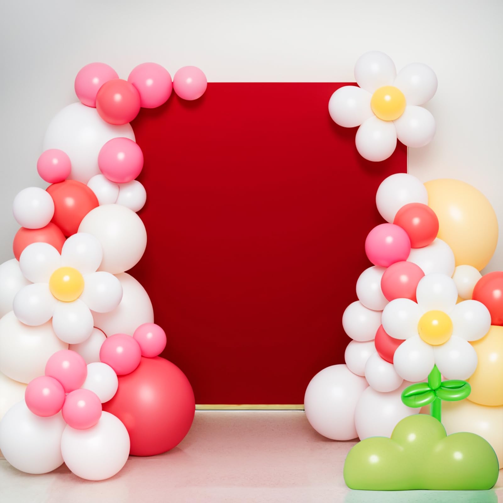Babenest Wedding Arch Backdrop Cover, 6.6x6.6FT Red Two-Sided Spandex Cover for Square Metal Arch Stand, Fitted Balloon Arch Cover for Party Ceremony