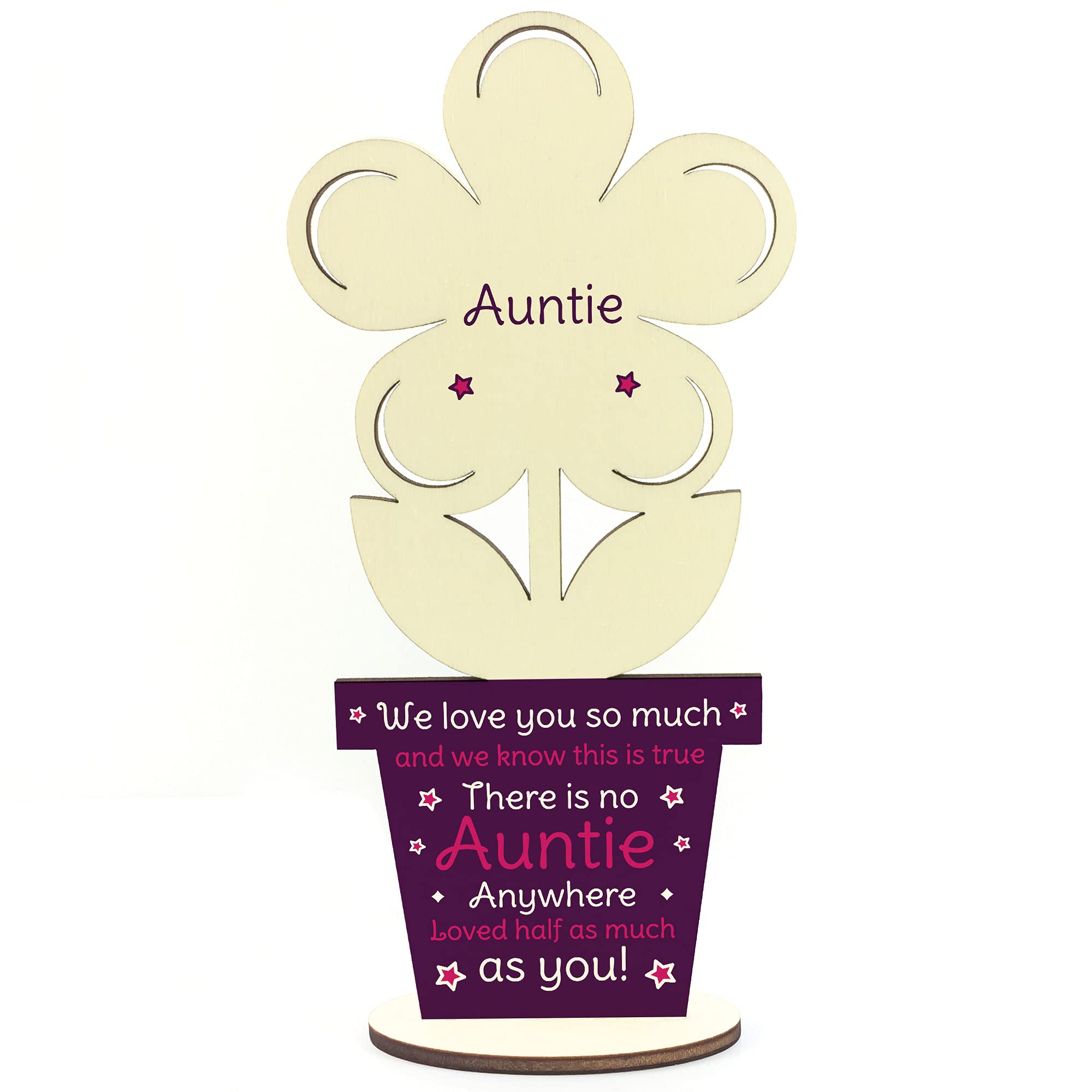 RED OCEAN Auntie Poem Gift For Birthday Wooden Flower Sister Gift Thank You