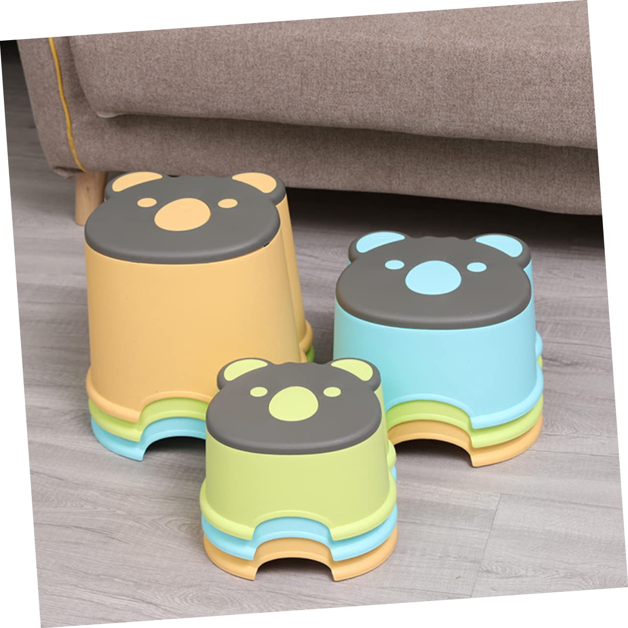 HEALLILY Anti-Slip Boys and Girls Room Furniture Cartoon Small Rolling Stool for Toddlers