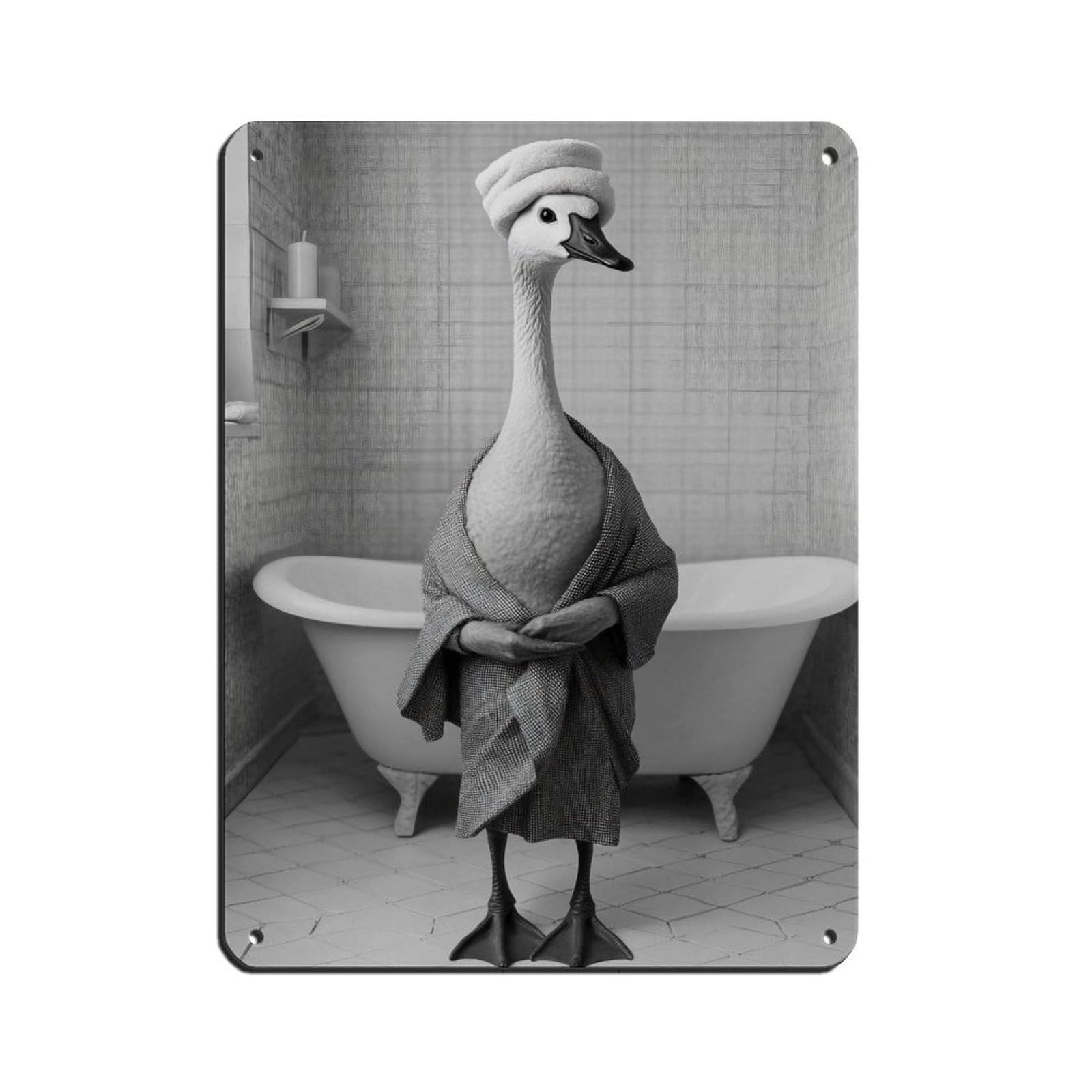 Lxwnze 30L X 40W Cm Humorous Animal, Swan In Bathroom Decor Retro Poster Metal Tin Sign Chic Art Retro Iron Painting Bar People Cave Cafe Family Garage Poster Wall Decoration 12X16inch(30X40cm)