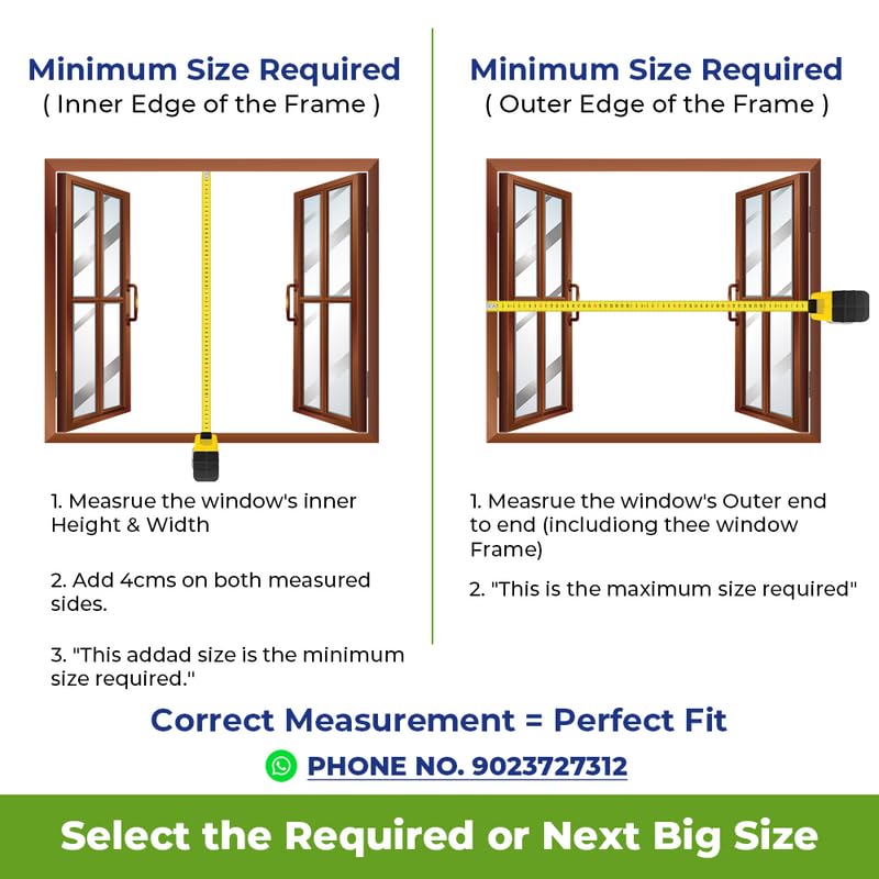 Image of Mosquito Net for Windows Pre-Stitched (Size:80cmX90cm, Color: Brown) Premium 120GSM Strong Fiberglass Net with Self Adhesive Hook Tape