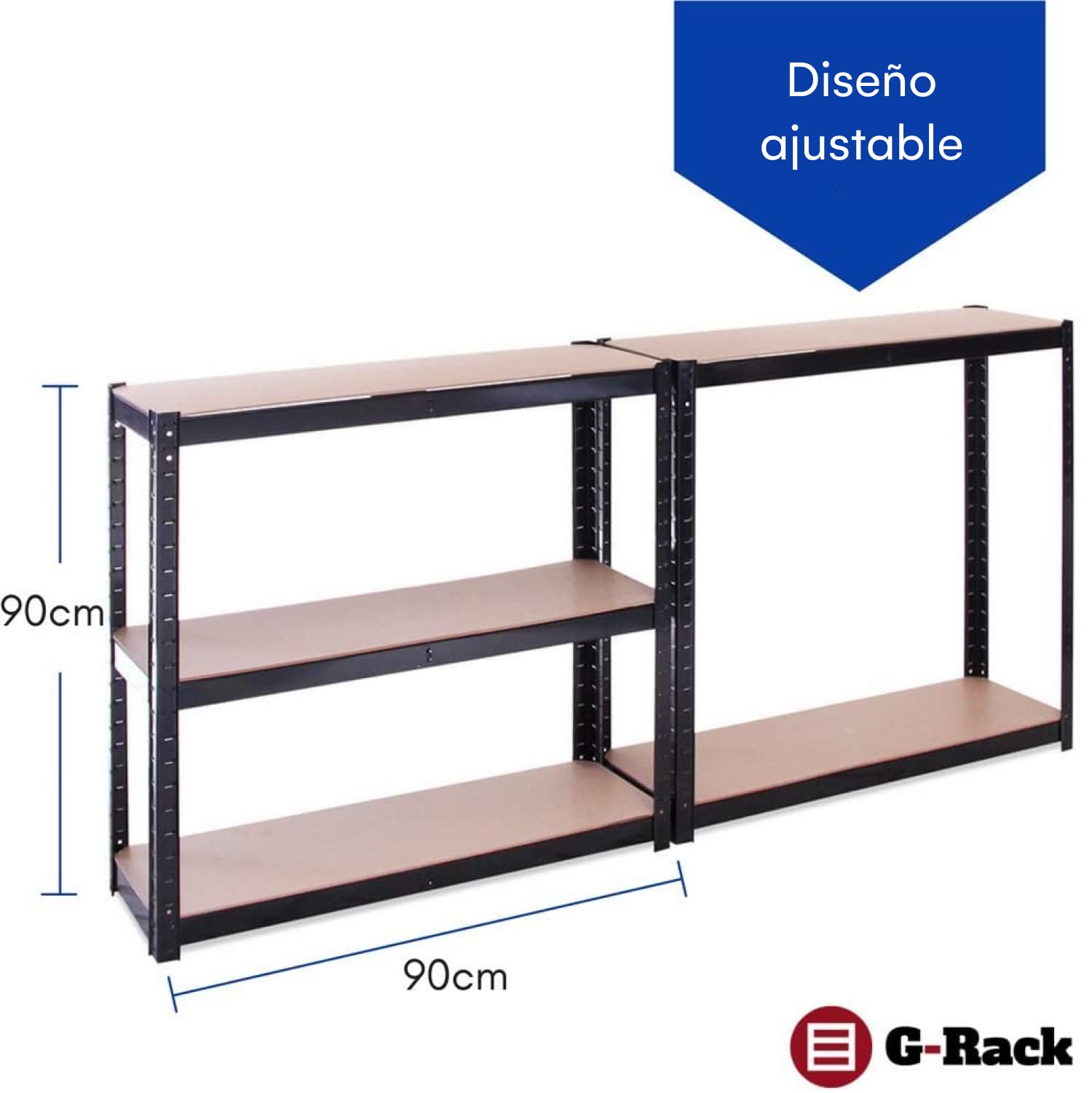 Estante de Almacenamiento para Garaje: 180 cm x 90 cm x 40 cm | Negro - 5 Estantes | 175 kg de Carga Cada balda (Capacidad para 875 kg) | Estantería para Garaje Muy Resistente - 5 Años de Garantía