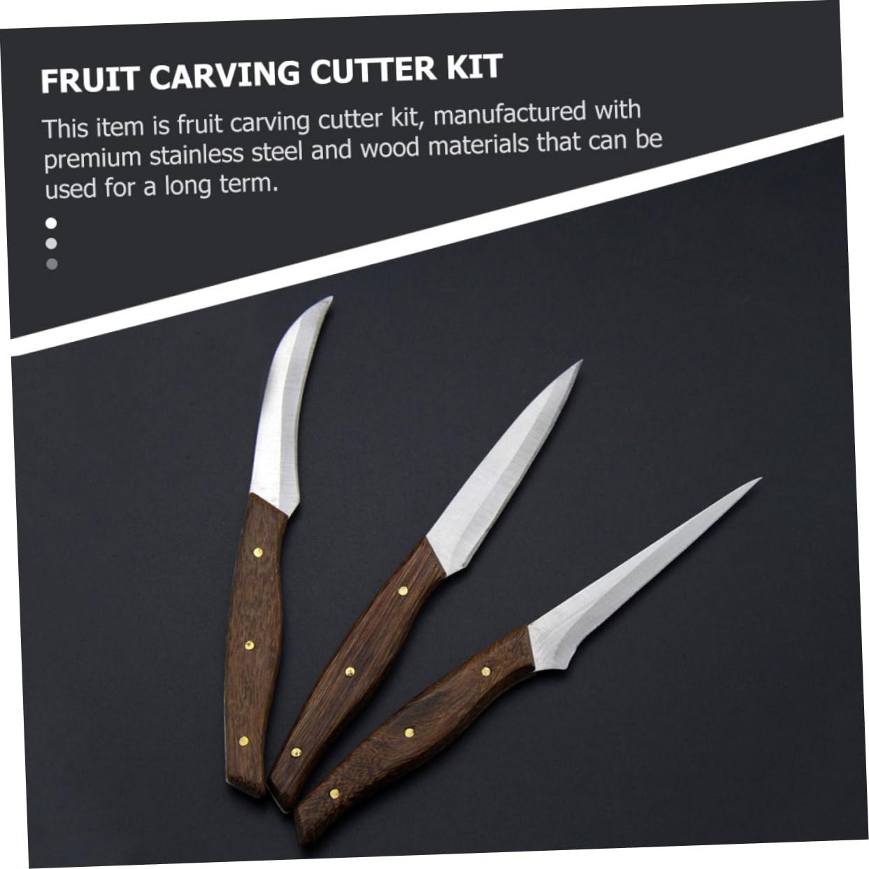 NAMOARLY Set of Fruit Carving Knives Paring Carving Knives Easy to Use Wooden Handle Stainless Steel