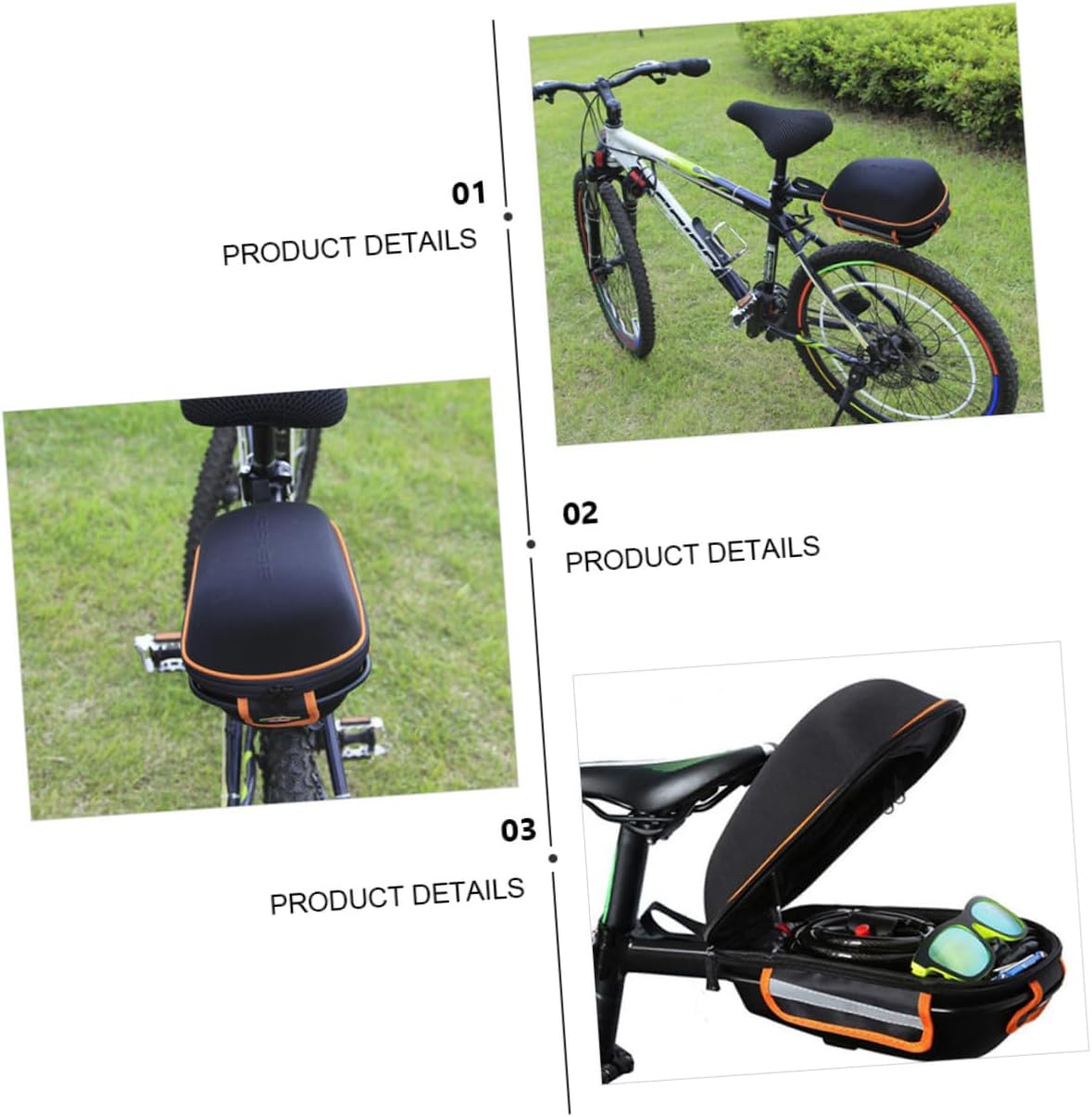 Mipcase 2pcs Rear Pack Bag for Large Capacity Tail Bag Reflective Strip Design for Riding Enthusiasts Easy Installation