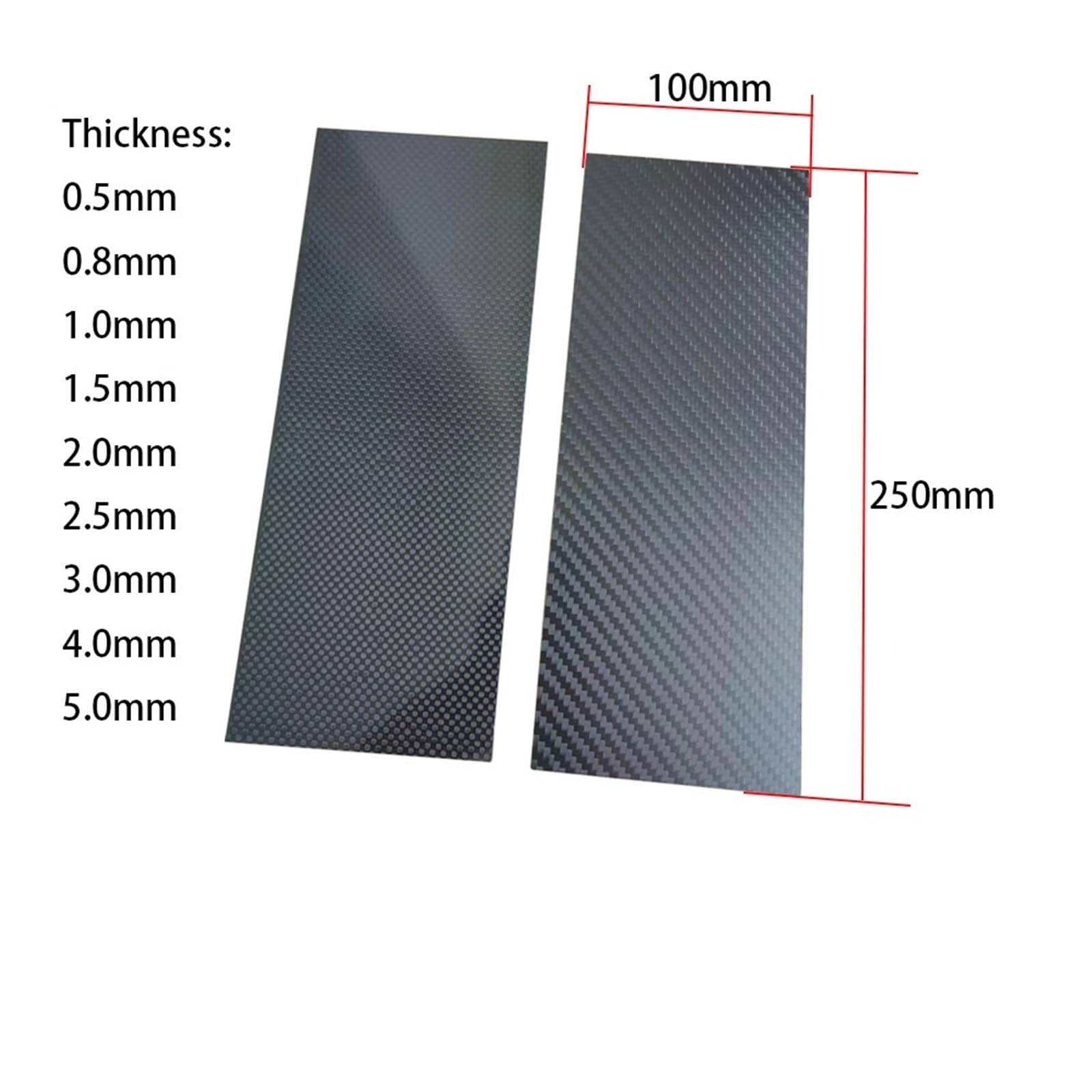 1pcs 100mmx250mm 3K High Hardness Carbon Fiber Sheets Carbon Panel Board 0.5mm-5mm Thickness Carbon Fiber Model Materi 3k Carbon Fiber(0.5mm Plain Matte)