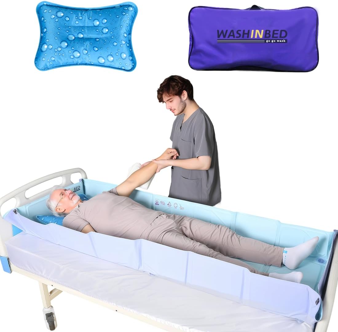 Portable Bed Bathtub - Foldable Full Body Bath System for Bedridden, Disabled, Seniors & Caregivers (6 Folding) 188 x 61 x 20 cm