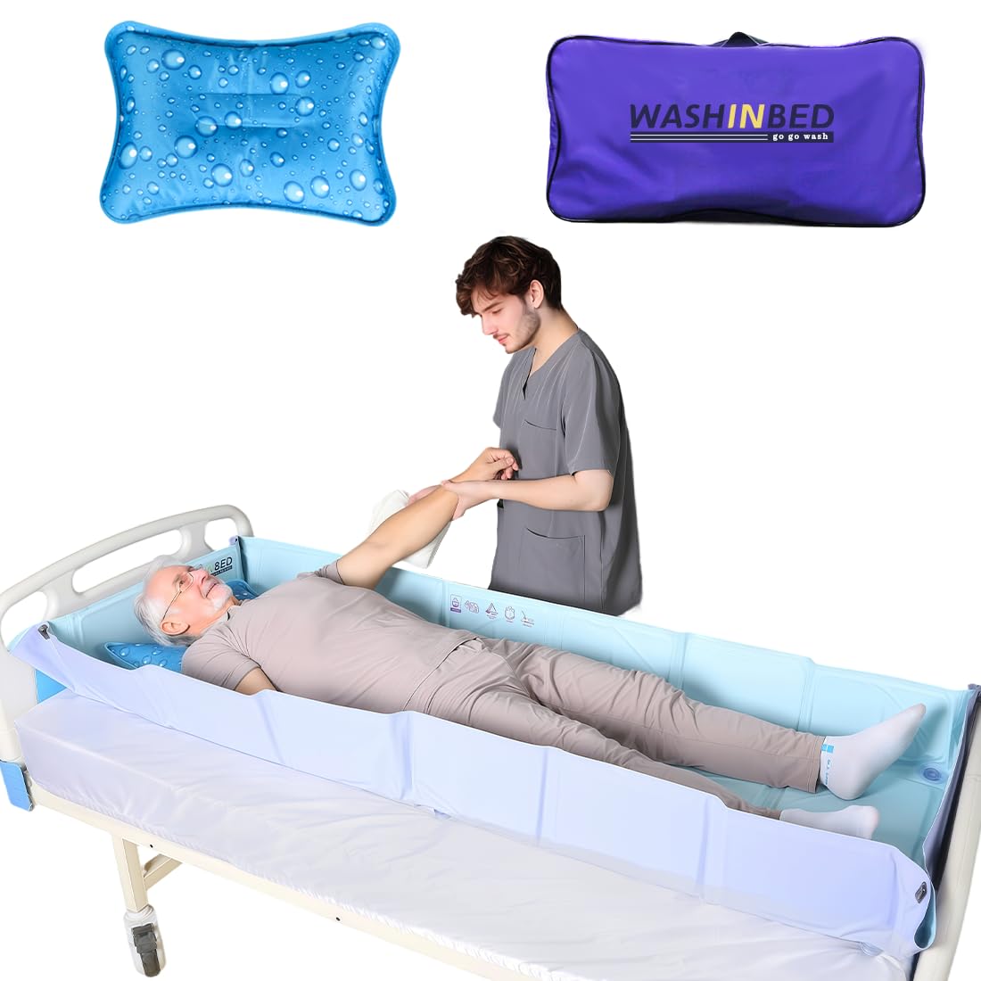 Bed Portable Bathtub for Full Body Washing in Bed Collapsible Bathtub System Medical Bathtub for Bedridden Disabled Patients