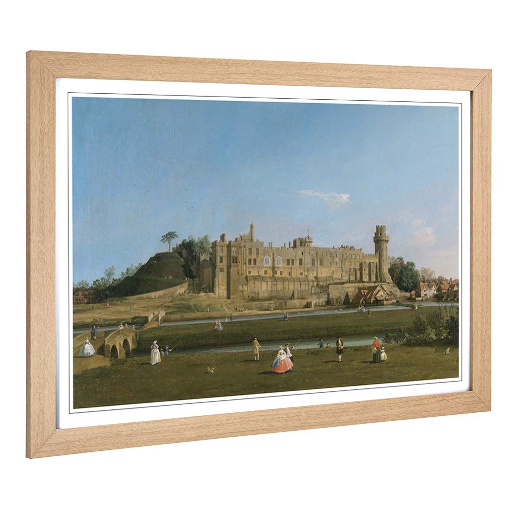 Big Box Art Framed Print of Giovanni Canaletto Warwick Castle Design | Wall Art Picture | Home Decor for Kitchen, Living Room, Bedroom, Hallway, Oak, A2 / 24.5x18 Inch / 62x45cm