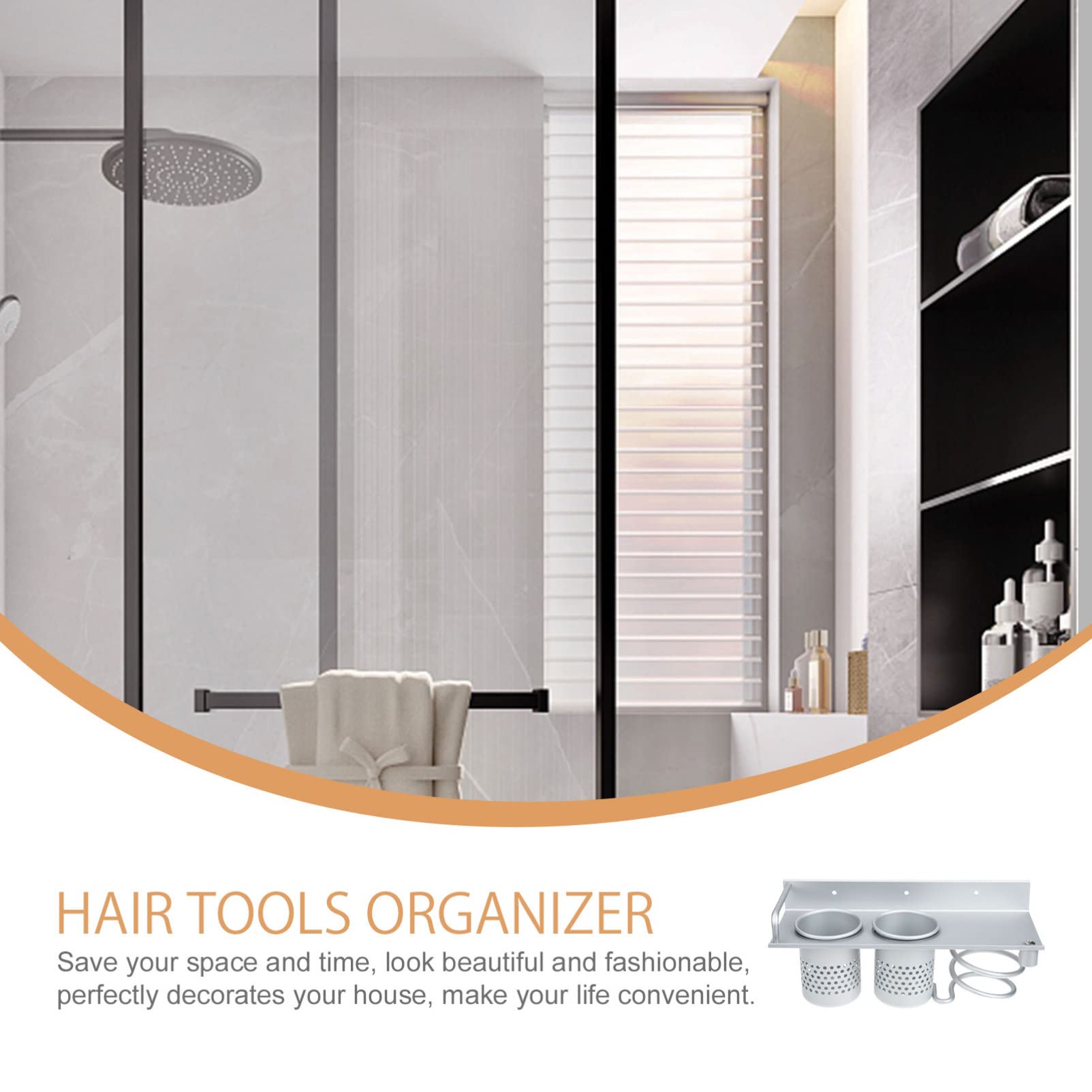 Zerodeko Haar Bad Schmuckhalter Für Lockenwickler Friseurtrockner Aufhänger Kamm Wandmontierter Kleiderständer Wandregale Werkzeug An Der Wand Montiert Weltraum Aluminium