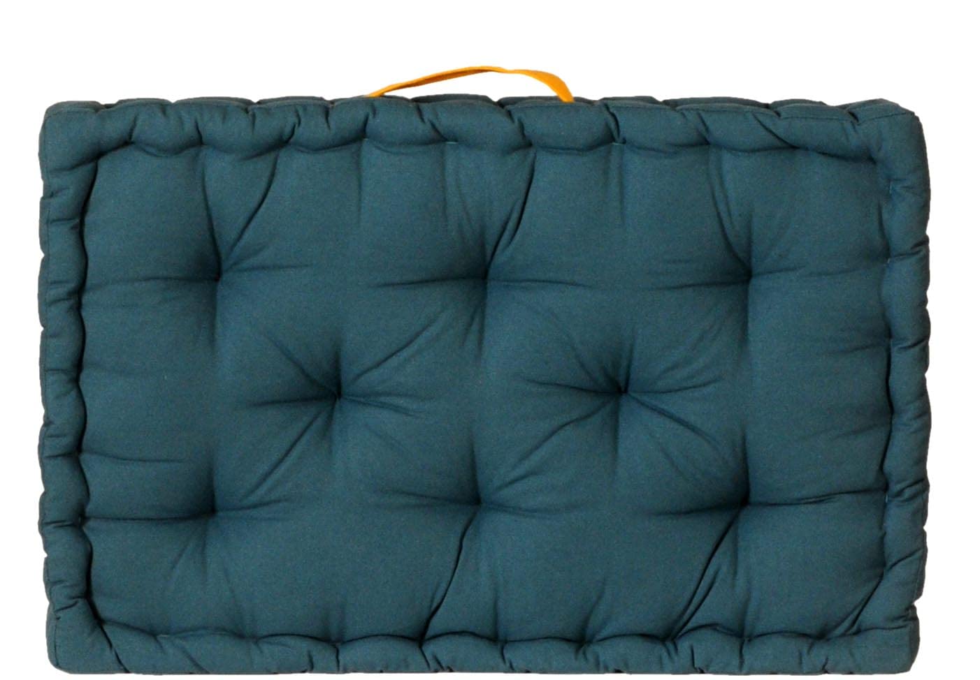 Atout Ciel Cuscino da pavimento o schienale per pallet, 60 x 40 cm, con manico a contrasto, blu anatra