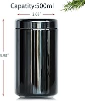 Vista 4 de Tarro de almacenamiento hermético de vidrio negro 500ml 1 OZ con protección UV para especias y café