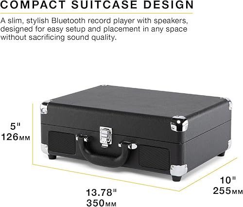 Miniatura 8 de Victrola Journey II (modelo 2025) - Reproductor de discos de maleta Bluetooth - Altavoces estéreo integrados con graves mejorados, tocadiscos de 3