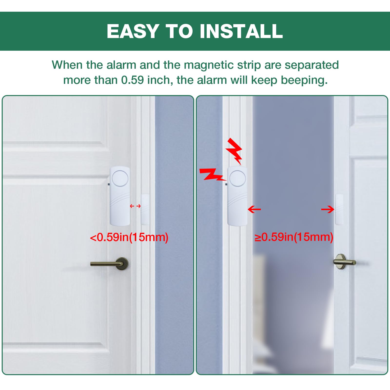 Alarma de puerta y ventana, alarmas de puerta de 90 dB para seguridad de niños, alarma antirrobo de ventana de puerta, alarmas de piscina para el hogar, apartamentos, oficinas, habitaciones de hotel