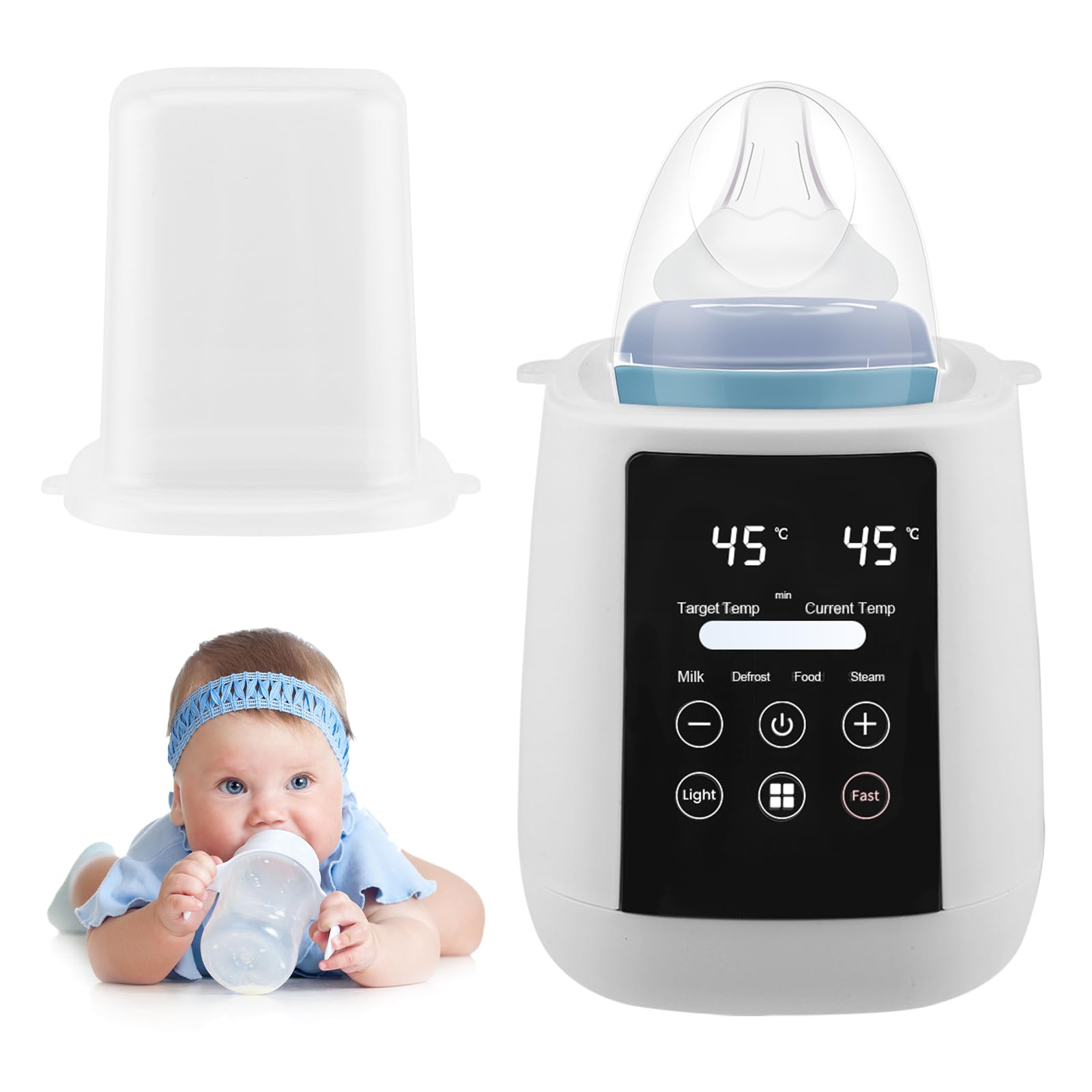 Scaldacollo per biberon 6 in 1, con riscaldamento rapido, mantenimento e scongelamento, scalda biberon con display LCD e telecomando