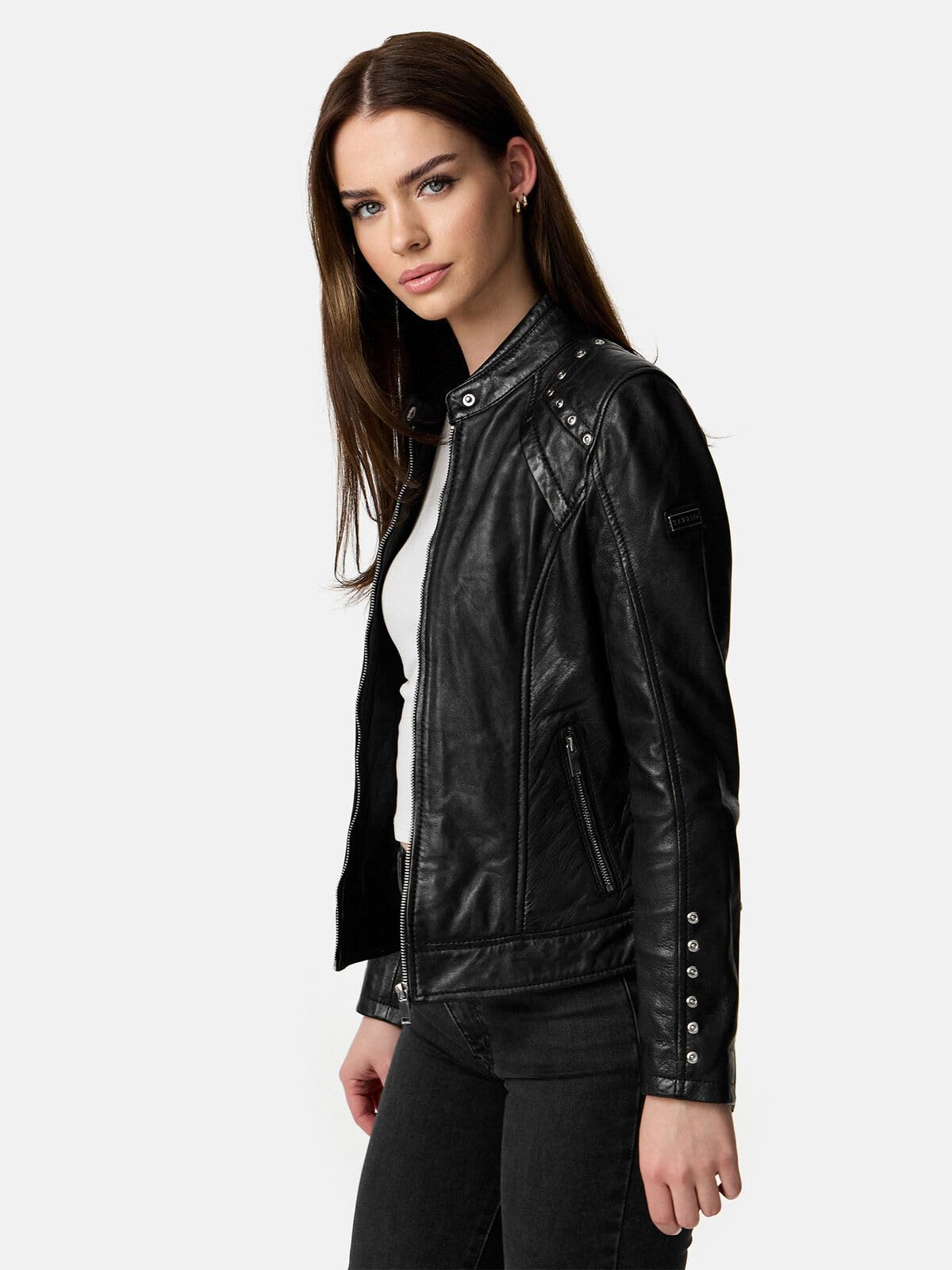 Tazzio Kurtka skórzana damska skórzana kurtka prawdziwa skóra Biker Look F521
