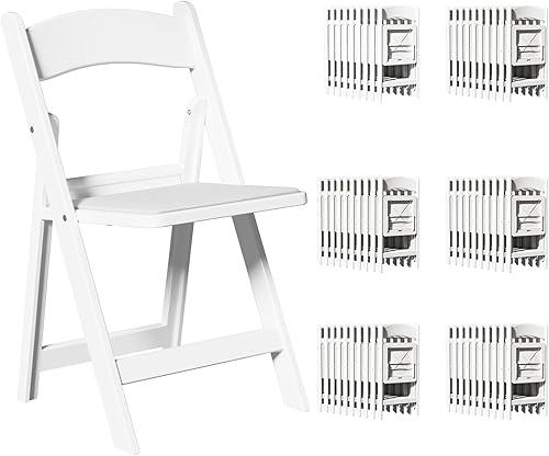 Miniatura 19 de Paquete de 10 sillas plegables de plástico blanco, silla plegable de plástico para uso en interiores y exteriores, asiento comercial apilable