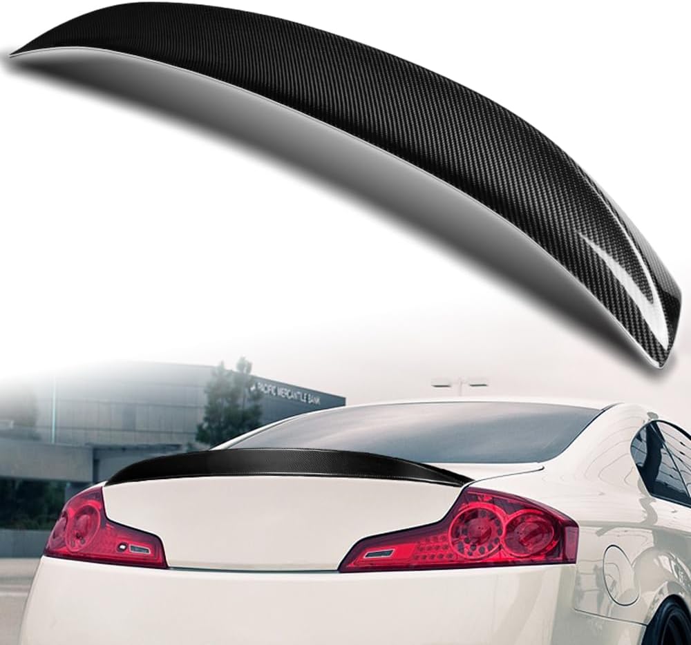 W-POWER, Real Carbon Fiber STP-Style Lift Gate Trunk Spoiler Wing Compatible with Infiniti G35 Coupe 2-Door Only (2003-2007), 2004 2005 2006