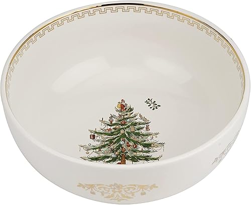 Tazón dorado para servir árbol de Navidad