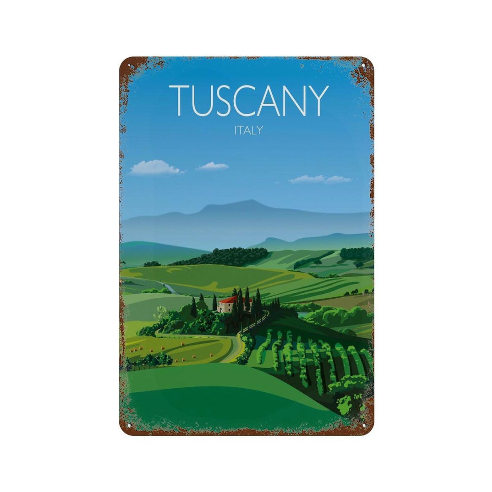 xiaoxiaoshen Tuscany Italy Italian Landscape Travel Wall Decor Art Metal Tin Poster Modern Home Decor Art Home Bar Shop Decorations Vintage Sign 30x20cm