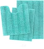 Hakuna Extra Weich Türkis Badezimmer Teppiche und Matten Set 3 Stück Badezimmer Teppich Set, Dicke Chenille Badteppiche Rutschfest, Saugfähige Plüsch Shaggy Badmatten für Badezimmer, Maschinenwaschbar