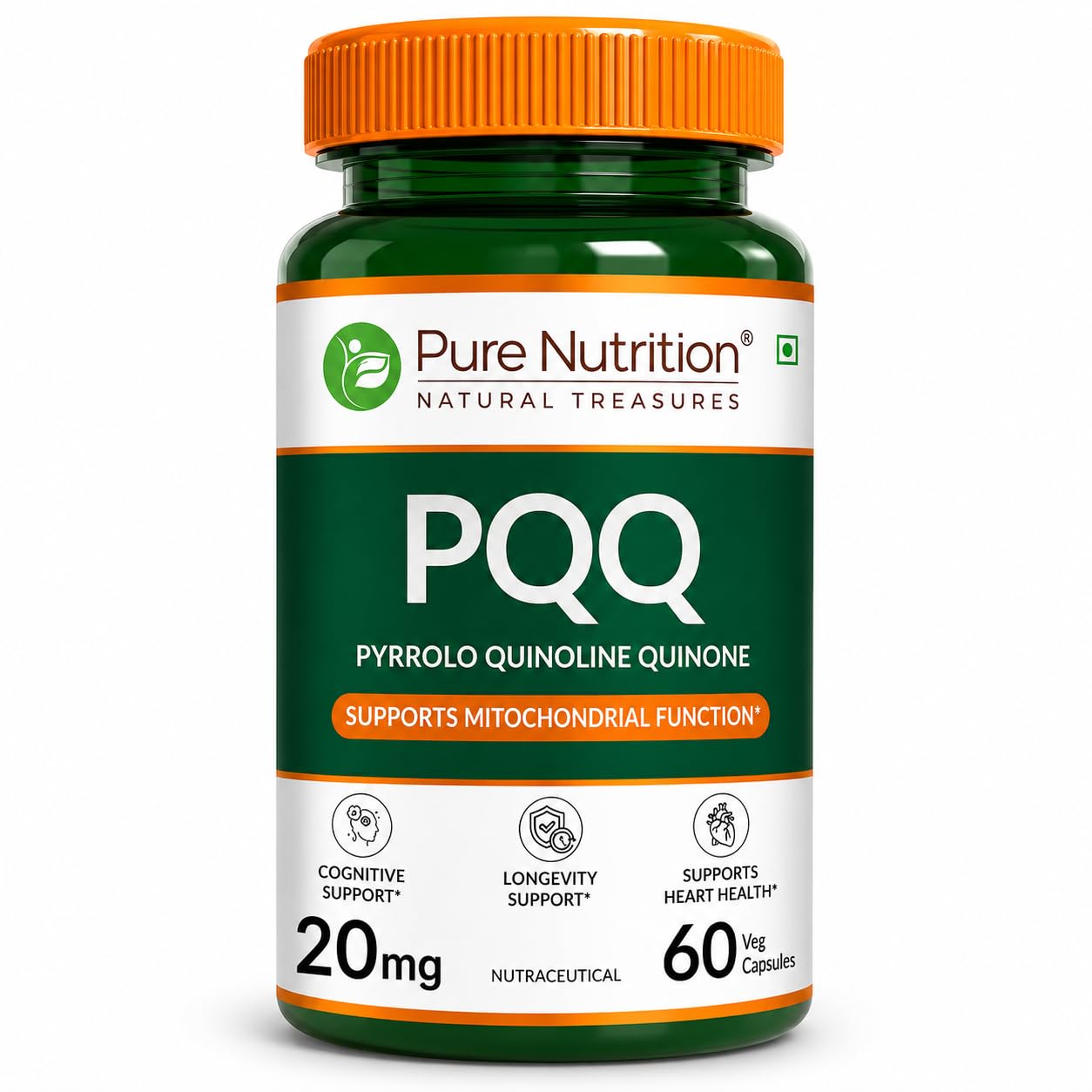 Pure Nutrition PQQ 20mg Veg 60 Capsules for Mitochondrial Function, Cognitive & Heart Health Support | Pyrroloquinoline Quinone Supplement for Energy & Longevity-image-18