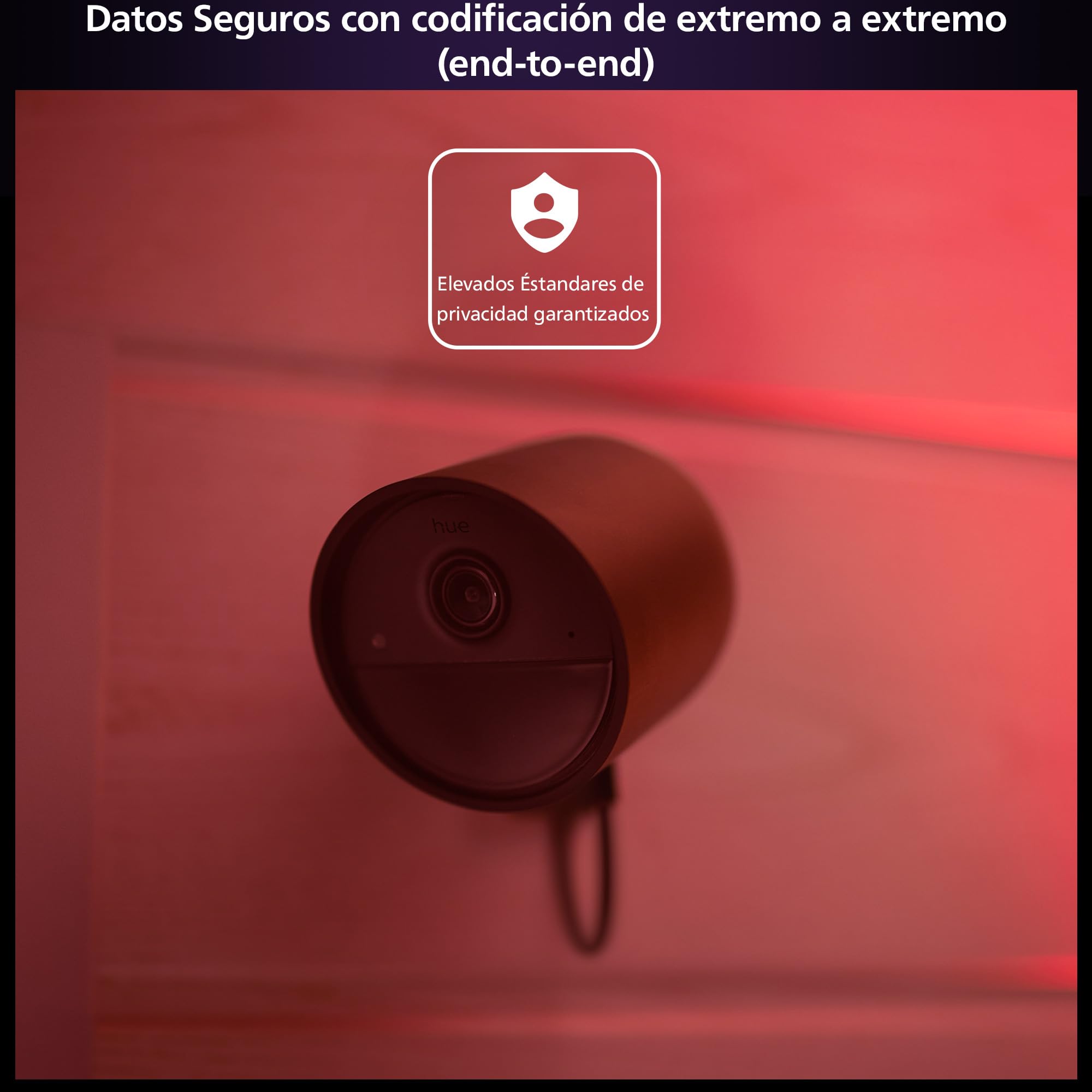 Philips Hue Secure Cámara de Video Vigilancia Inteligente para Exteriores o Interiores, Versión con Cable, Full HD Video, Control de Vigilancia y Luz Inteligente con Solo una App, Negro