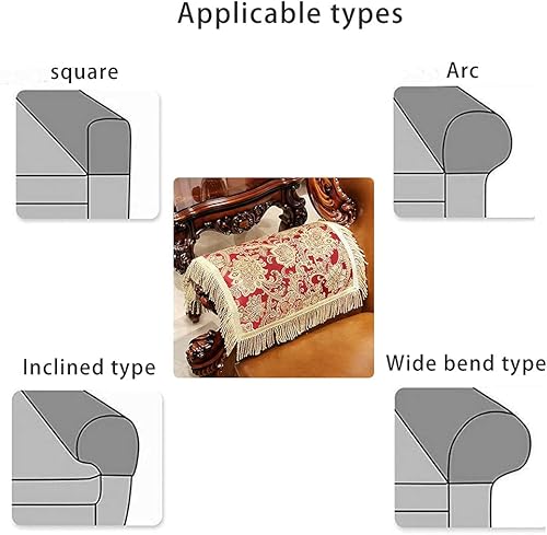 Miniatura 4 de LUFEIJIASHI Juego de 2 fundas de lujo para reposabrazos de sofá, lavables, protectores de reposabrazos para sofá de cuero, fundas antideslizantes