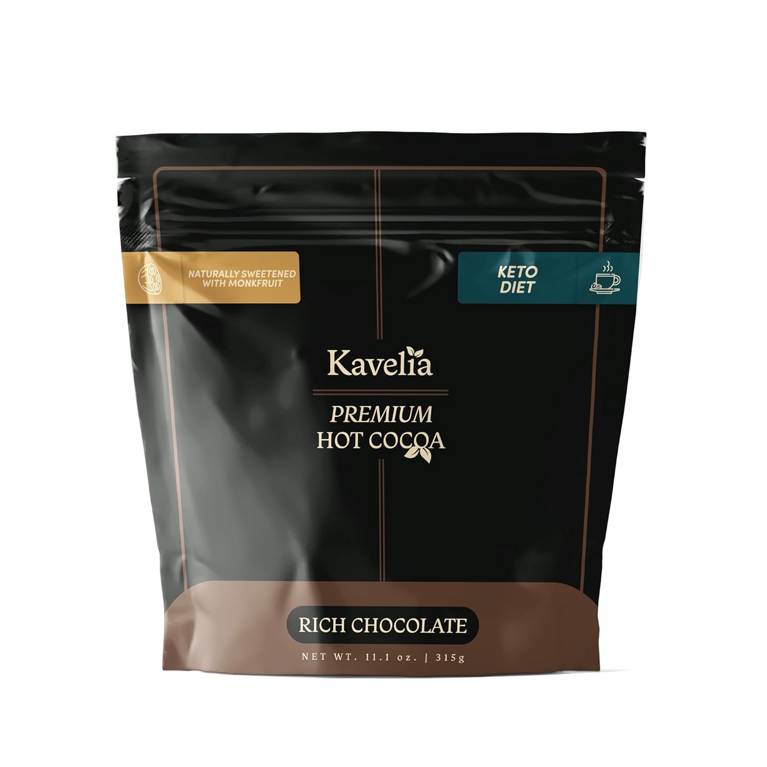 Keto Hot Chocolate Powder – Stevia-Free, Sugar-Free Cocoa Mix with Fiber-Rich Prebiotics, Low-Carb, Gluten-Safe, Non-Dairy, Vegan, and without GMO – Perfect for Ketosis, Wellness– 15 Servings (11.2 oz, Premium Original)