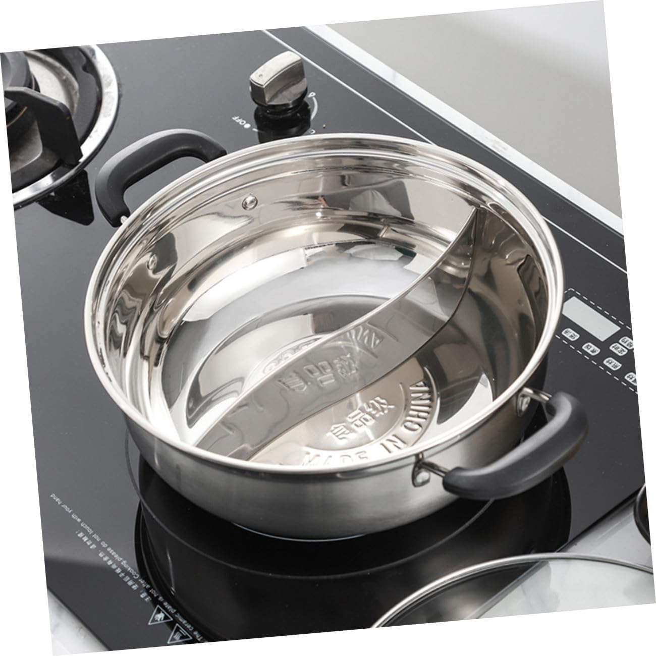 SHOWERORO 1pc Dual Hot Pot Lid Non-tipping Design for Induction Cookers Easy to Clean for Family Gatherings Thickened Hot Pot Cookware
