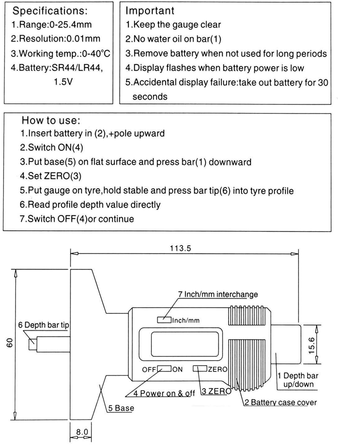 Tire Tread Depth Gauge 25mm (A-TYRE GAUGE) - Image 8 thumbnail