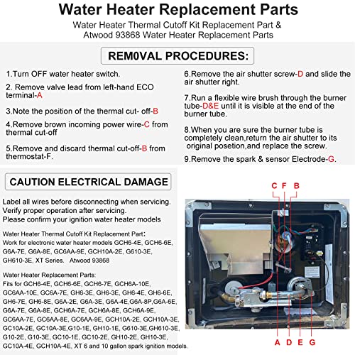 HK RV Water Heater Thermal Cutoff Kit Thermostat Assembly, Spark