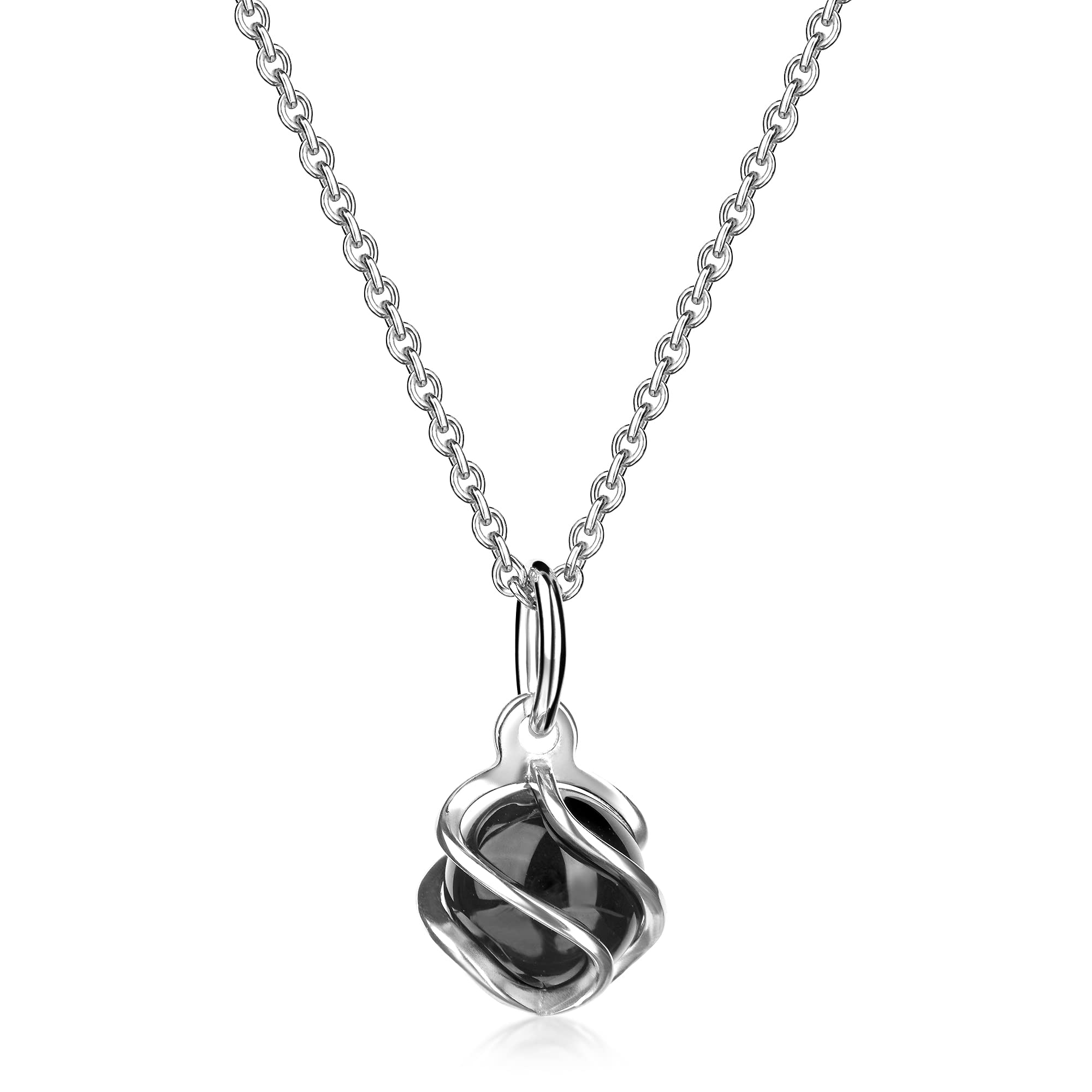 Damen-Anhänger mit schwarzer Onyx-Perle inkl. Kette 42/45 cm 925er Sterlingsilber AMZ0512