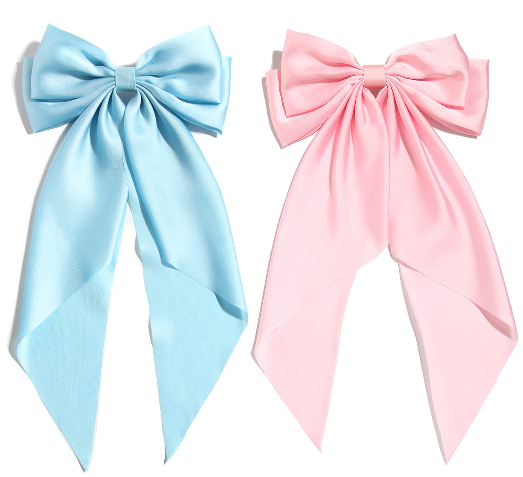 LOVESHACKFANCY Hair Bow 2pk in PINK and BLUE LoveShackFancy Lavender and Cream Floral Bow Scrunchie Duo main image 2